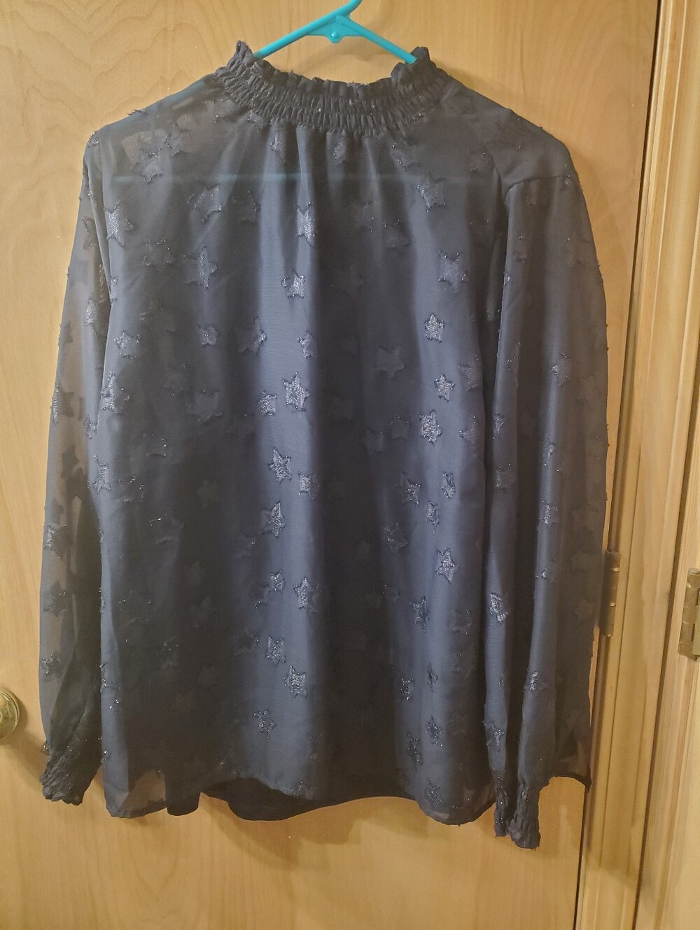 Navy Star-Embroidered Long-Sleeve Shirt